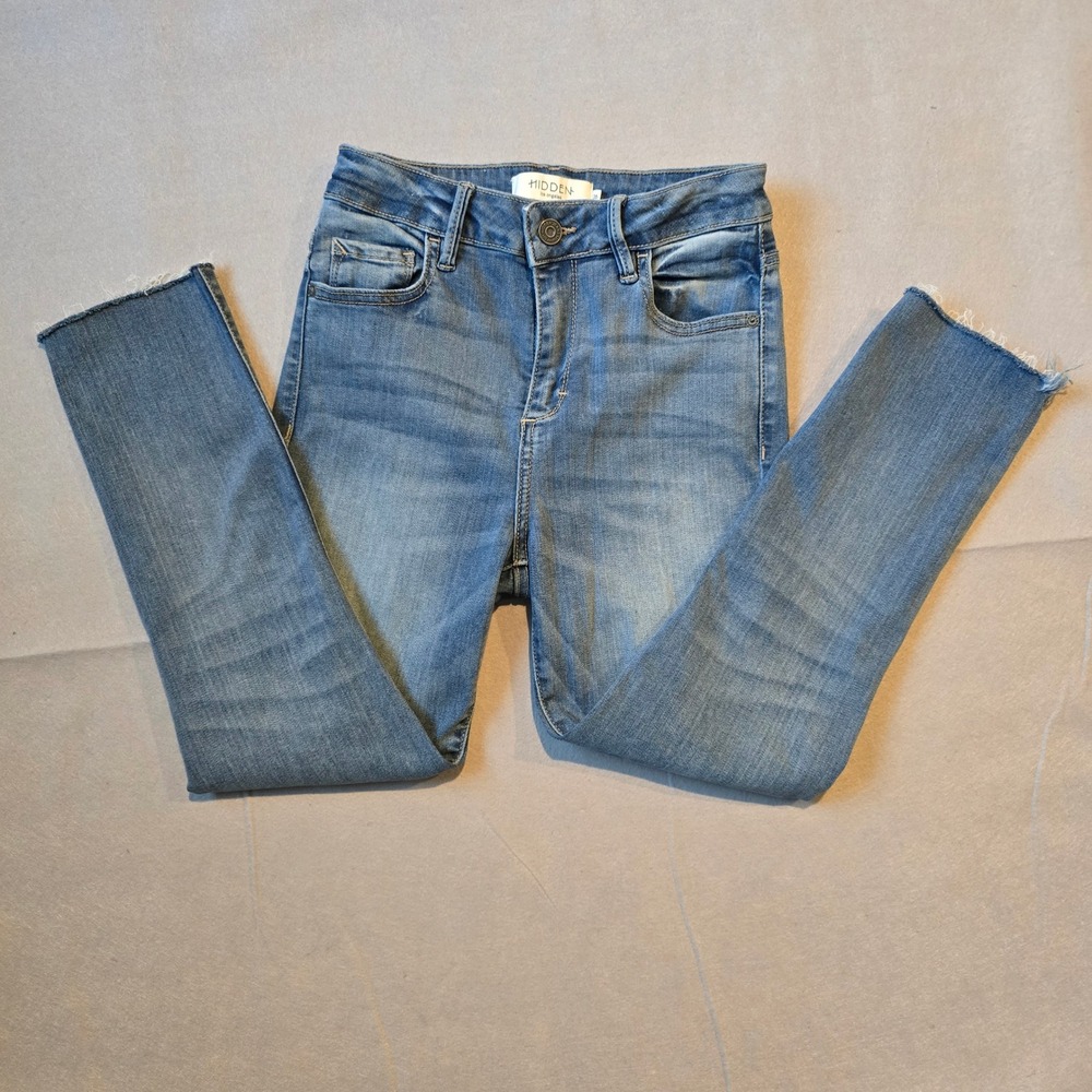 Hidden Jeans Los Angeles High Rise Skinny Raw Hem Medium Wash Denim HD1602H-M 26